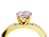 Yellow gold Fancy Pink Oval  Solitaire with Pavé Band and Four-Prong Setting_300