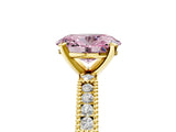 Yellow gold Fancy Pink Oval  Solitaire with Pavé Band and Four-Prong Setting_301