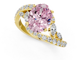 Yellow gold Fancy Pink Oval  Solitaire with Pavé Twist Band and Four-Prong Setting_71