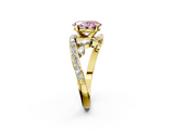 Yellow gold Fancy Pink Oval  Solitaire with Pavé Twist Band and Four-Prong Setting_72