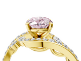 Yellow gold Fancy Pink Oval  Solitaire with Pavé Twist Band and Four-Prong Setting_74
