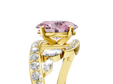Yellow gold Fancy Pink Oval  Solitaire with Pavé Twist Band and Four-Prong Setting_75