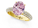 Yellow gold Fancy Pink Oval  Solitaire with Pave Band and Four-Prong Setting_4