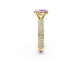 Yellow gold Fancy Pink Oval  Solitaire with Pave Band and Four-Prong Setting_5