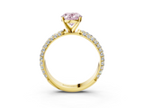 Yellow gold Fancy Pink Oval  Solitaire with Pave Band and Four-Prong Setting_6