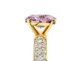 Yellow gold Fancy Pink Oval  Solitaire with Pave Band and Four-Prong Setting_8