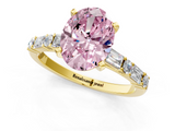 Yellow gold Fancy Pink Oval  Solitaire with Side Baguettes and Channel Set Band_46