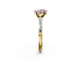 Yellow gold Fancy Pink Oval  Solitaire with Side Baguettes and Channel Set Band_47