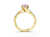 Yellow gold Fancy Pink Oval  Solitaire with Side Baguettes and Channel Set Band_48