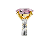 Yellow gold Fancy Pink Oval  Solitaire with Side Baguettes and Channel Set Band_50