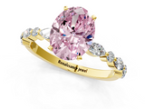 Yellow gold Fancy Pink Oval  Solitaire with Side Stones on a Pavé Band and Four-Prong Setting_24