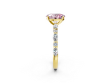 Yellow gold Fancy Pink Oval  Solitaire with Side Stones on a Pavé Band and Four-Prong Setting_25