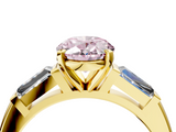 Yellow gold Fancy Pink Oval  Solitaire with Tapered Baguette Side Stones on a Classic Band with Four-Prong Setting_96