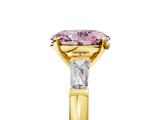 Yellow gold Fancy Pink Oval  Solitaire with Tapered Baguette Side Stones on a Classic Band with Four-Prong Setting_97