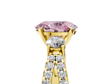 Yellow gold Fancy Pink Oval  Three-Stone Diamond Ring with Pavé Split Shank and Four-Prong Setting_101