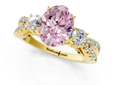 Yellow gold Fancy Pink Oval  Three-Stone Diamond Ring with Pavé Split Shank and Four-Prong Setting_97