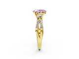 Yellow gold Fancy Pink Oval  Three-Stone Diamond Ring with Pavé Split Shank and Four-Prong Setting_98