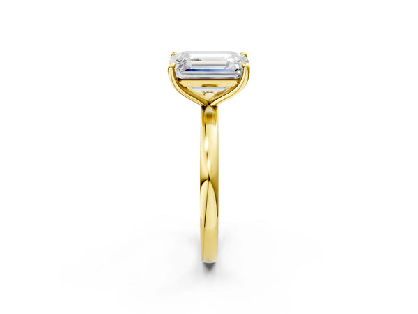 Yellow gold Fancy Pink Oval  and Emerald Cut Toi Moi Ring with Prong Setting