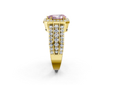 Yellow gold Fancy Pink Pear -Cut Halo Diamond Ring with Split Shank and Four-Prong Setting_95