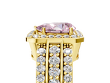 Yellow gold Fancy Pink Pear -Cut Halo Diamond Ring with Split Shank and Four-Prong Setting_98