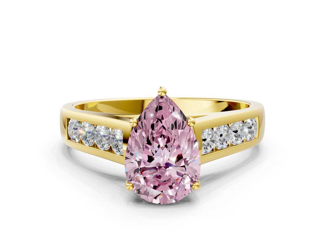 Yellow gold Fancy Pink Pear  Brilliant Channel-Set Solitaire Ring with Four-Prong Setting_20