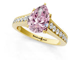 Yellow gold Fancy Pink Pear  Brilliant Cut Diamond Engagement Ring with Pavé Band and Four-Prong Setting_50