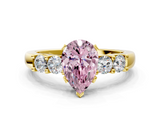 Yellow gold Fancy Pink Pear  Brilliant Cut Diamond Five-Stone Prong Set Engagement Ring with Channel Band_3
