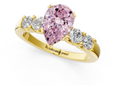 Yellow gold Fancy Pink Pear  Brilliant Cut Diamond Five-Stone Prong Set Engagement Ring with Channel Band_4