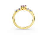 Yellow gold Fancy Pink Pear  Brilliant Cut Diamond Five-Stone Prong Set Engagement Ring with Channel Band_6