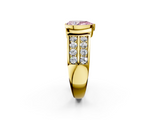 Yellow gold Fancy Pink Pear  Brilliant Diamond Channel Set Wide Band Ring with Bezel Setting_58