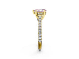 Yellow gold Fancy Pink Pear  Brilliant Diamond Solitaire with Pavé Band and Four-Prong Setting 3