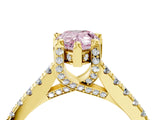 Yellow gold Fancy Pink Pear  Brilliant Diamond Solitaire with Pavé Band and Four-Prong Setting 5