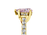 Yellow gold Fancy Pink Pear  Brilliant Diamond Solitaire with Pavé Band and Four-Prong Setting