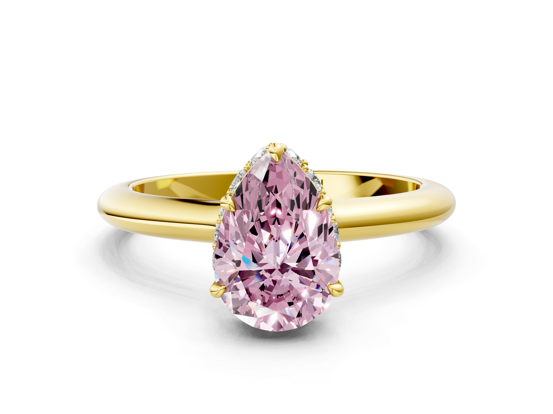 Yellow gold Fancy Pink Pear  Brilliant Solitaire Engagement Ring with Six-Prong Setting and Classic Band_21