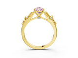 Yellow gold Fancy Pink Pear  Brilliant Solitaire with Leaf Motif Band and Four-Prong Setting_70