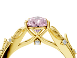 Yellow gold Fancy Pink Pear  Brilliant Solitaire with Leaf Motif Band and Four-Prong Setting_71