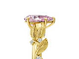 Yellow gold Fancy Pink Pear  Brilliant Solitaire with Leaf Motif Band and Four-Prong Setting_72