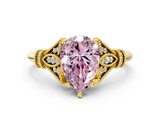 Yellow gold Fancy Pink Pear  Brilliant Solitaire with Pave Band and Four-Prong Setting_20