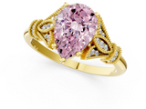 Yellow gold Fancy Pink Pear  Brilliant Solitaire with Pave Band and Four-Prong Setting_21