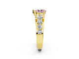 Yellow gold Fancy Pink Pear  Brilliant Solitaire with Side Stones on a Pave Band and Four-Prong Setting_26