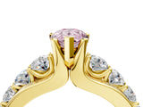 Yellow gold Fancy Pink Pear  Brilliant Solitaire with Side Stones on a Pave Band and Four-Prong Setting_28