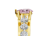 Yellow gold Fancy Pink Pear  Brilliant Solitaire with Side Stones on a Pave Band and Four-Prong Setting_29