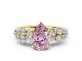 Yellow gold Fancy Pink Pear  Cluster Diamond Engagement Ring with Pavé Band and Four-Prong Setting_66