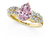 Yellow gold Fancy Pink Pear  Cluster Diamond Engagement Ring with Pavé Band and Four-Prong Setting_67
