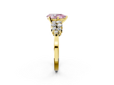 Yellow gold Fancy Pink Pear  Cluster Diamond Engagement Ring with Pavé Band and Four-Prong Setting_68