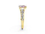 Yellow gold Fancy Pink Pear Cut Brilliant Diamond Pavé Band with Six-Prong Setting_14