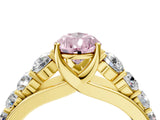 Yellow gold Fancy Pink Pear Cut Brilliant Diamond Pavé Band with Six-Prong Setting_4