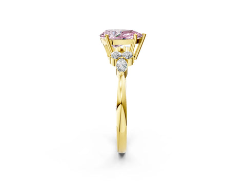 Yellow gold Fancy Pink Pear Cut Brilliant Diamond Solitaire Ring with Pear Side Stones and Four-Prong Setting_5
