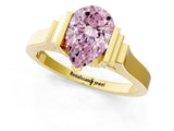 Yellow gold Fancy Pink Pear Cut Brilliant Solitaire Diamond Ring with Channel Set Band and Bar Prong Setting_13