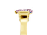 Yellow gold Fancy Pink Pear Cut Brilliant Solitaire Diamond Ring with Channel Set Band and Bar Prong Setting_17